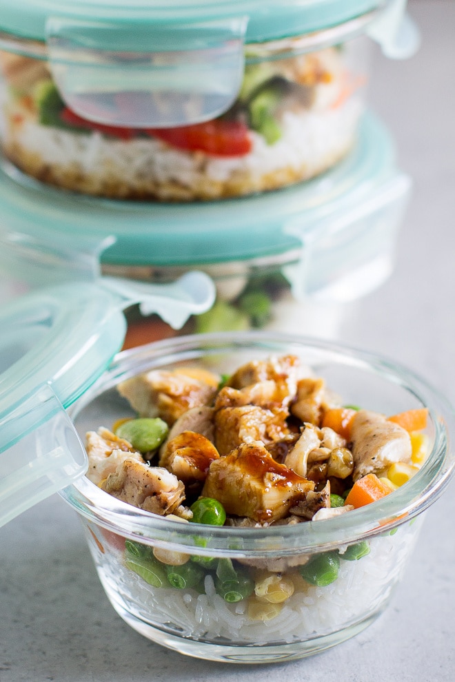 Make your own homemade freezer-friendly Teriyaki Chicken Bowls! They are fast, easy, and 100% customizable. You can put your leftovers to work, too!
