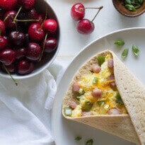 No time to make omelettes? Scramble some eggs and fake it with this Denver Omelette Breakfast Wrap. Makes a hearty Breakfast For Dinner option, too!