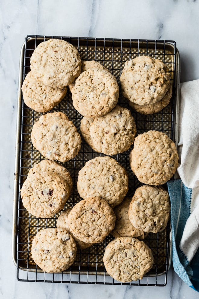 Cowboy Cookies have a fantastic chew from oatmeal and coconut plus whatever mix-ins you choose. Try my classic combination of chocolate chips and walnuts!