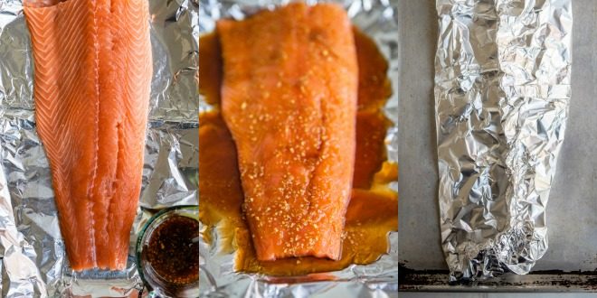 Asian salmon in a piece of foil.