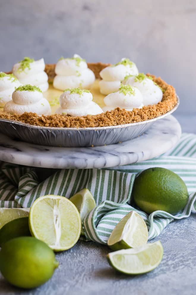Florida’s official pie is the sweet and tart Key Lime Pie, loved by all who taste it. Dreamy, smooth, and cool, it’s a pie that any Key West local would be happy to sink their fork into. This recipe is as close to the classic, universally accepted recipe as it gets: a graham cracker crust, a light yellow filling made with egg yolks, and a topping made of slightly sweetened whipped cream.