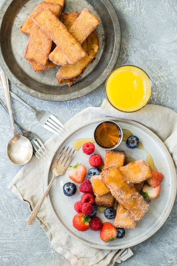 I know you’re going to want this recipe for French Toast Sticks; they’re dippable, dunkable, and absolutely irresistible at any age. Trust me; I’ve been making them for breakfast almost every weekend since the 8th grade.