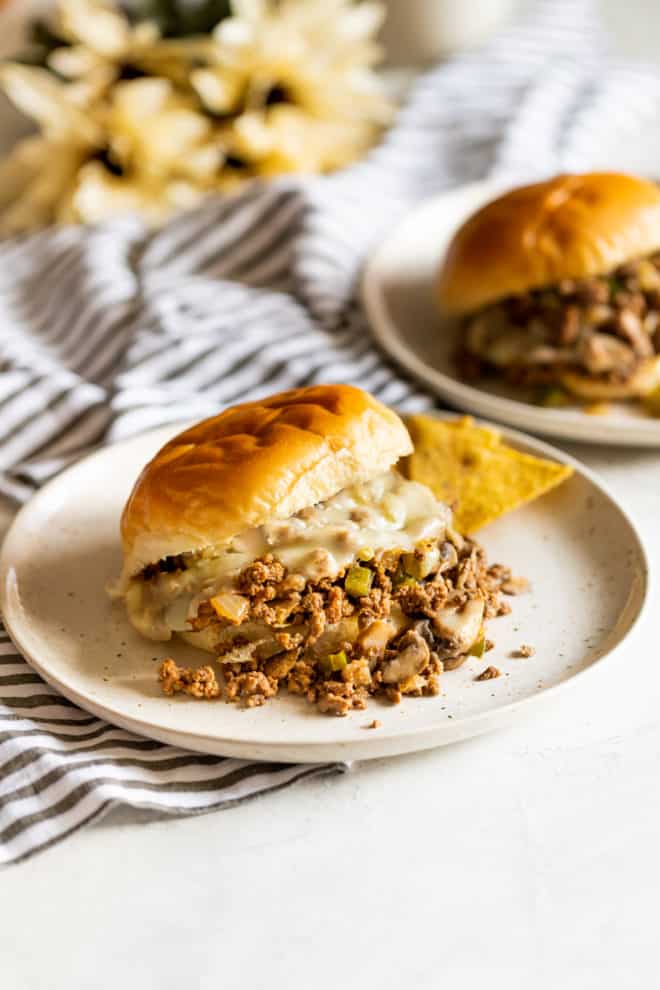 Philly Cheesesteak Sloppy Joes combines two family favorites into one crazy delicious sandwich you’ll be asked (begged) to make on a regular basis. It’s lightning-fast to make in a skillet or crockpot, and is a sure thing with kids and adults alike. 