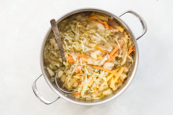 Of all the miracle soups out there, this recipe for the Best Cabbage Soup is crunchy, savory, and never, ever bland. It’s a perfect post-holiday meal, full of complex flavors and surprising textures, and seriously good for you. And the pickle juice is like magic!