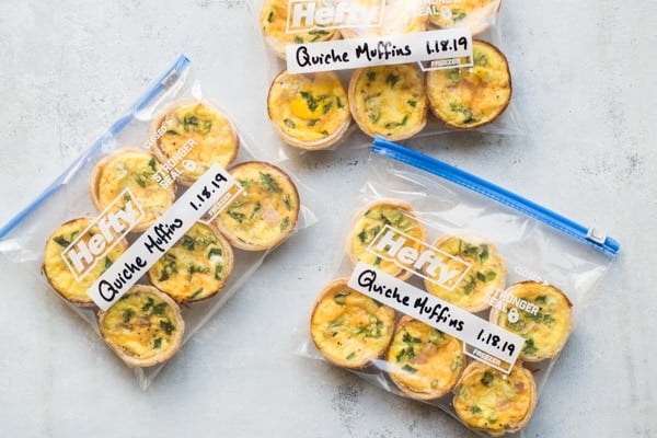 Quiche Muffins are going to be your new weekday BFF: Break-fast Friend. You can even make a big batch and freeze them; they reheat in just a few minutes, in the oven or microwave. You can also leave out the crust in case you're watching carbs.
