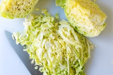 Chopped and wedged cabbage.