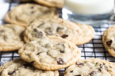 Soft Chocolate Chip Cookies on a cooling rack