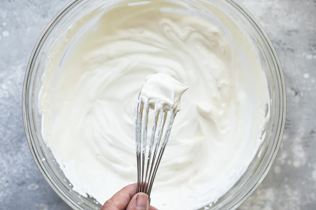 Whipped cream in a bowl.