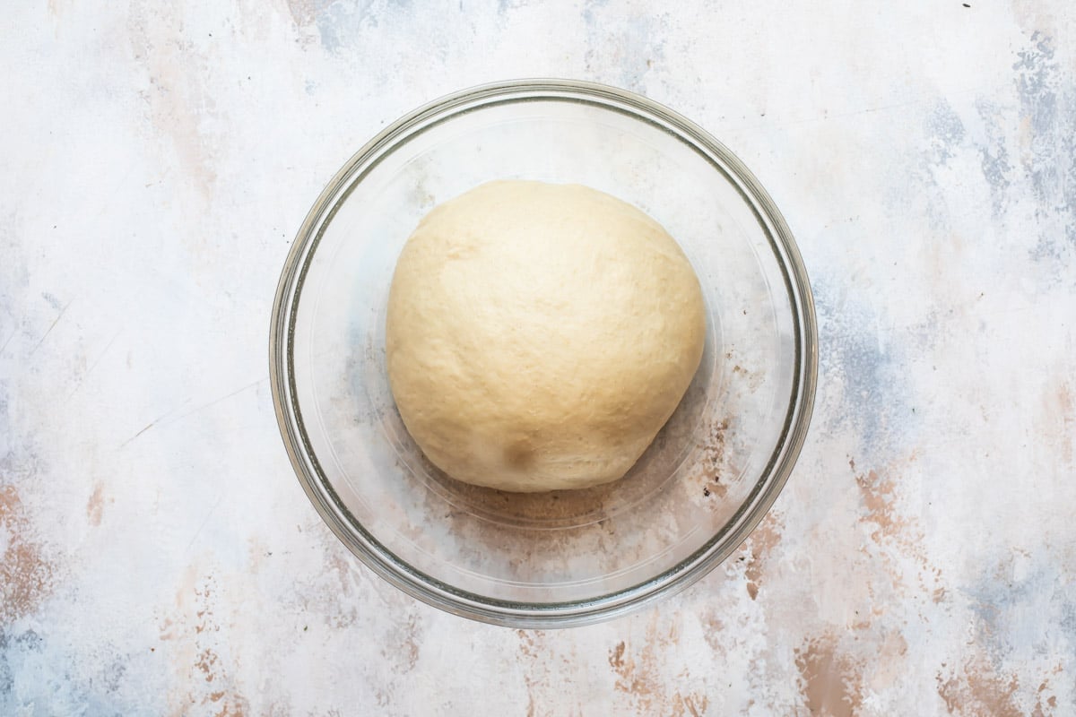 Cinnamon roll dough before rising.