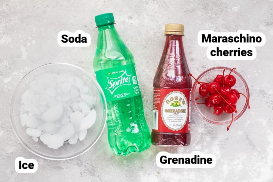Shirley Temple drink ingredients.