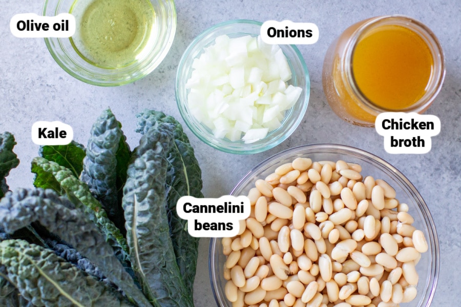 White bean and kale soup ingredients.