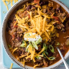 A bowl of beef chili.