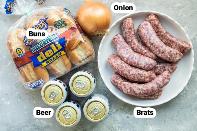 Labeled ingredients for beer brats.
