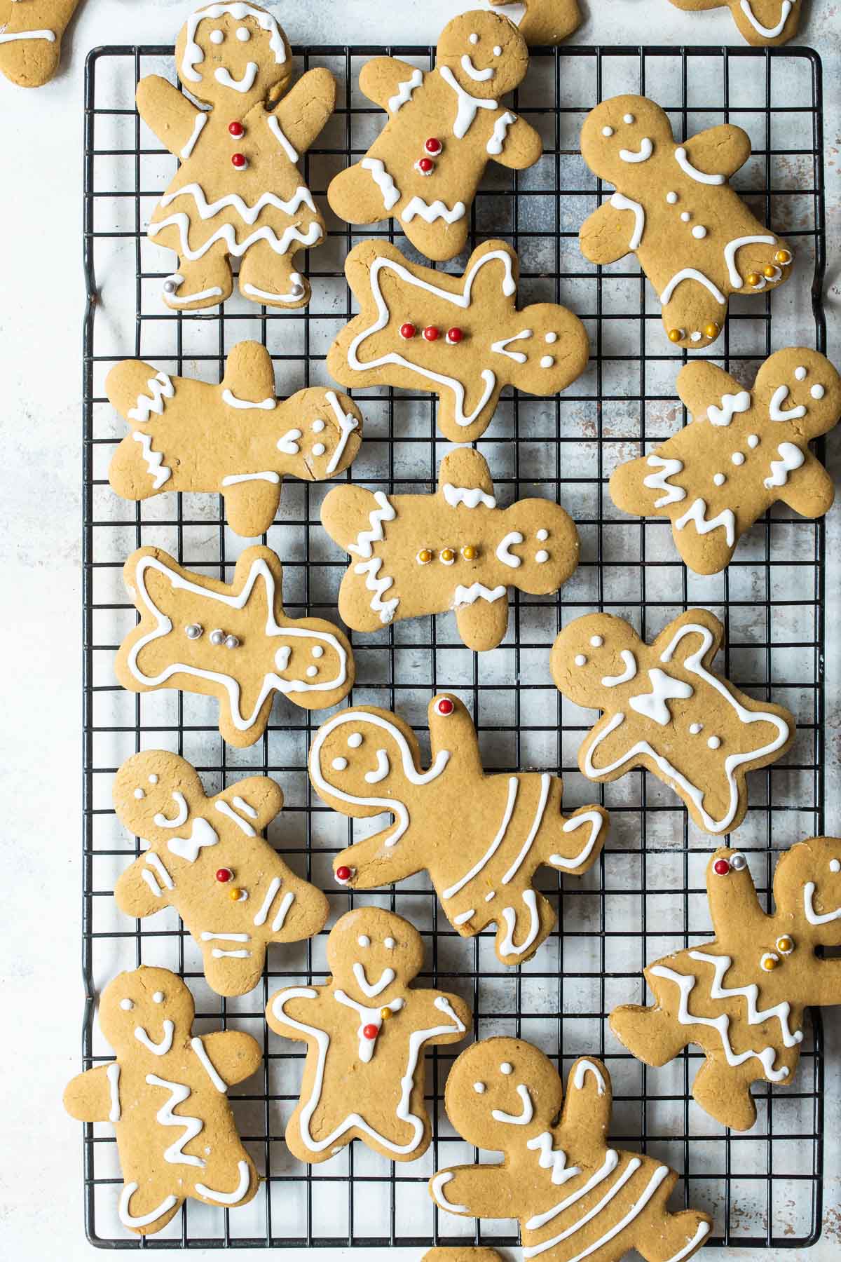 Gingerbread cookies on a baking sheet.
