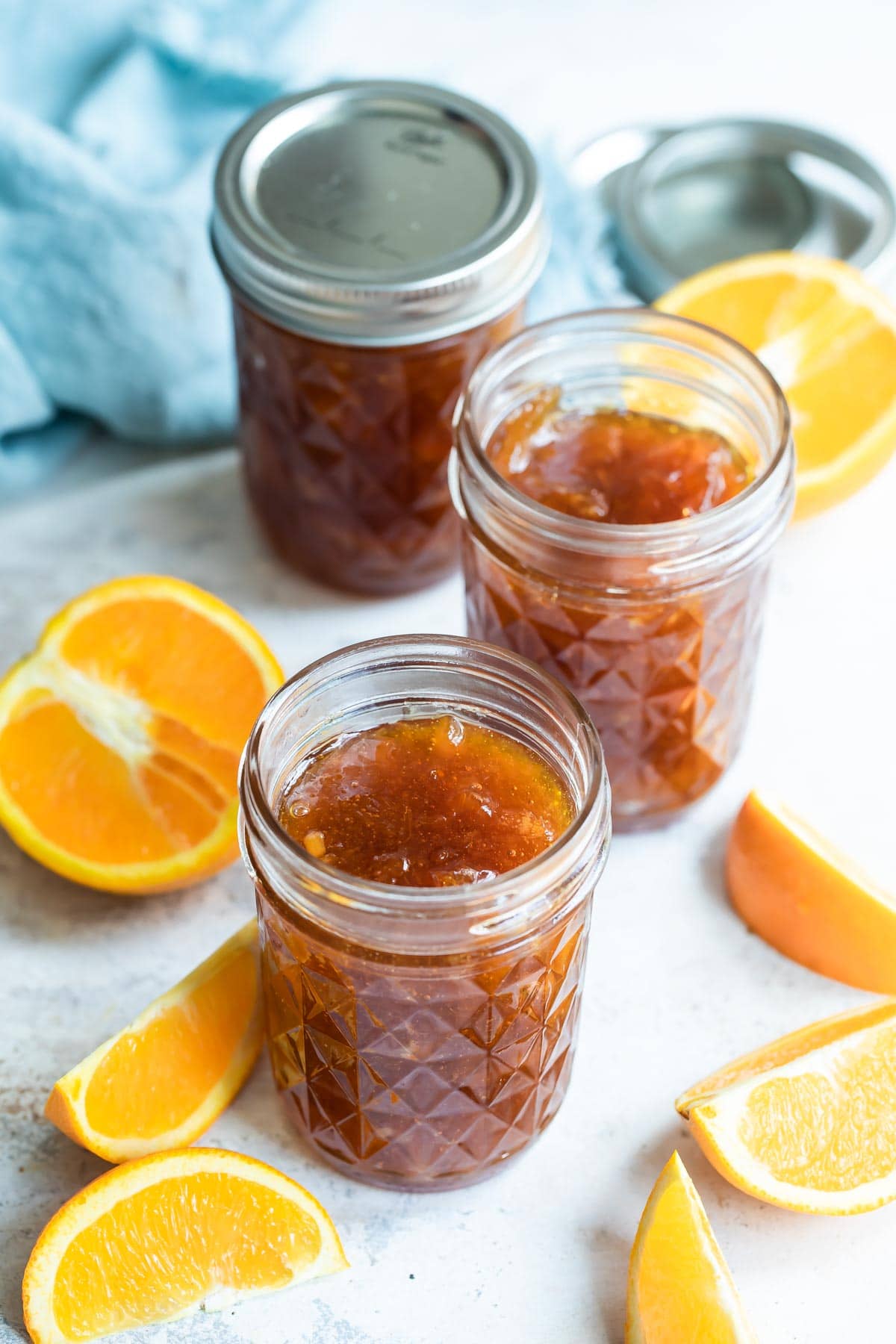 3 jars of homemade orange marmalade.