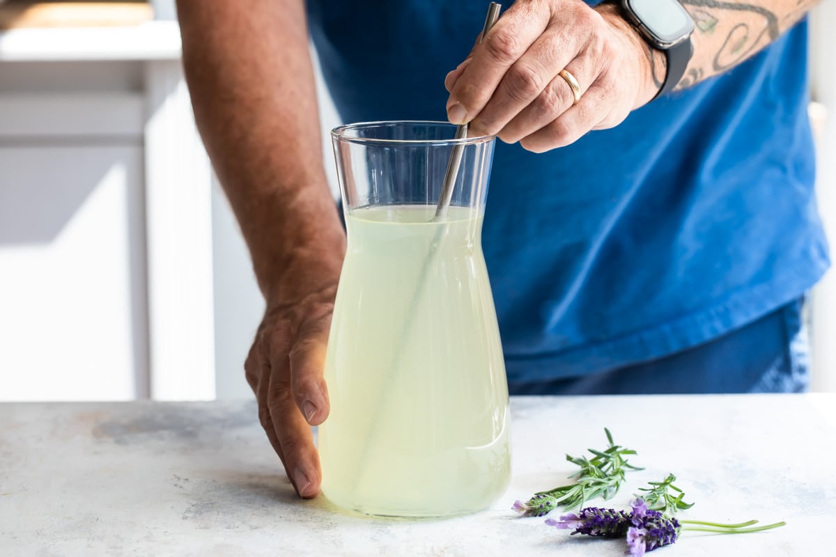 A pitcher of lavender lemonade.