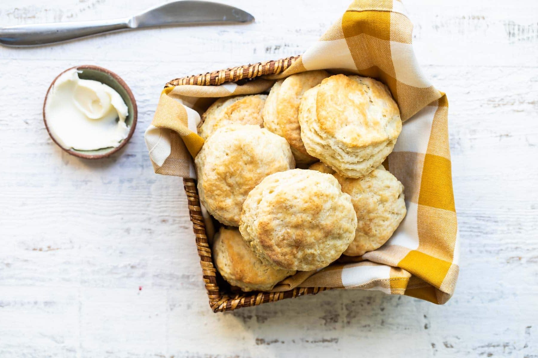 A basket of homemade biscuits.