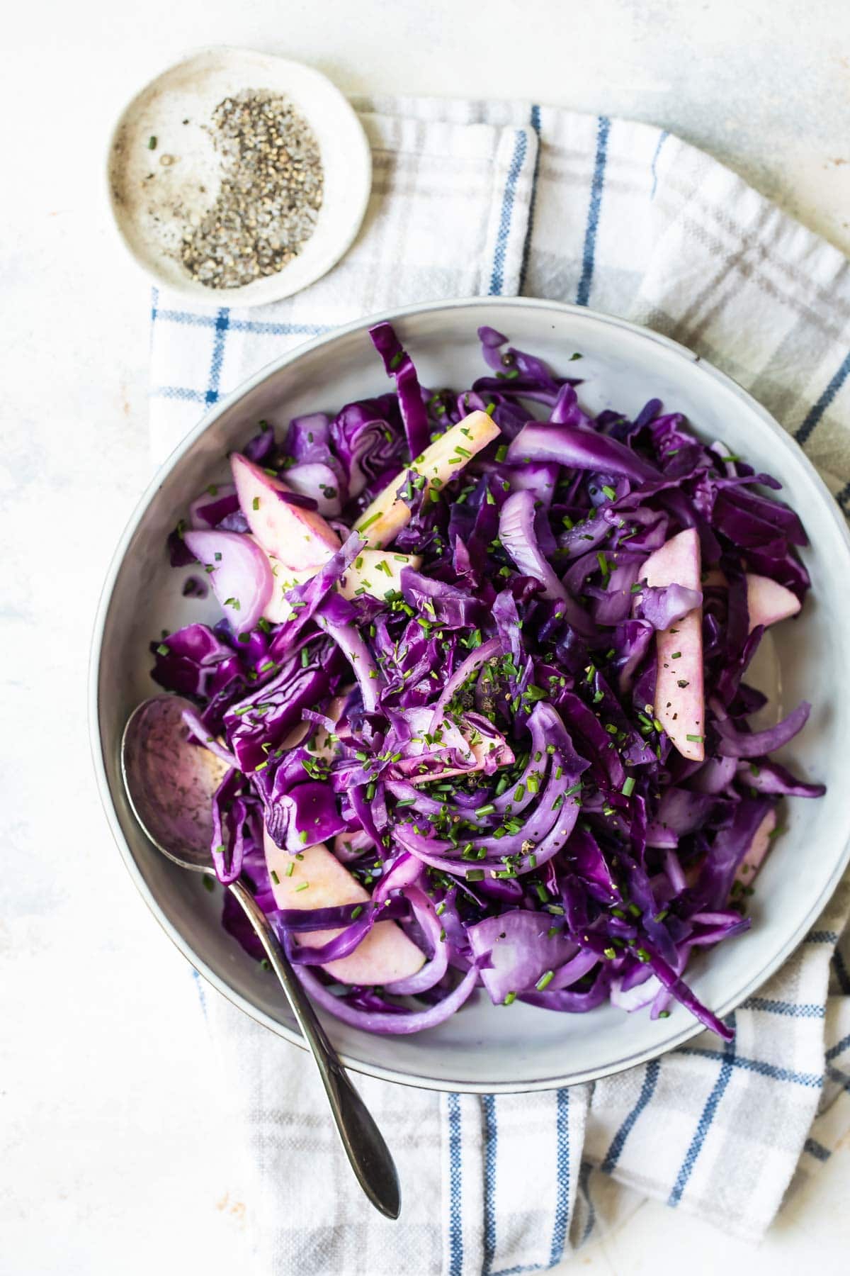A bowl of braised red cabbage.