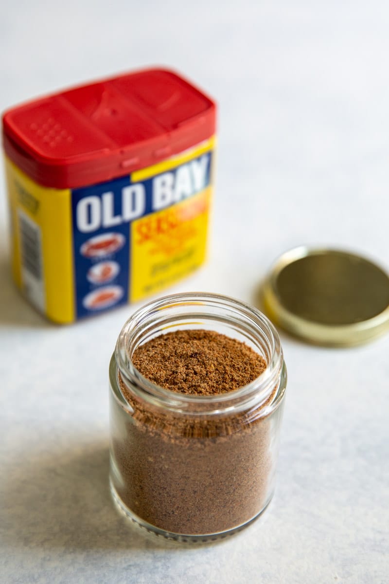 A jar of homemade Old Bay Seasoning.