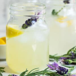 Three jars of lavender lemonade.
