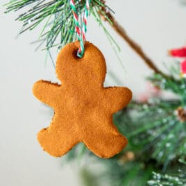 A Gingerbread man shaped cinnamon ornament.