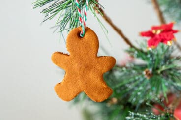 A Gingerbread man shaped cinnamon ornament.
