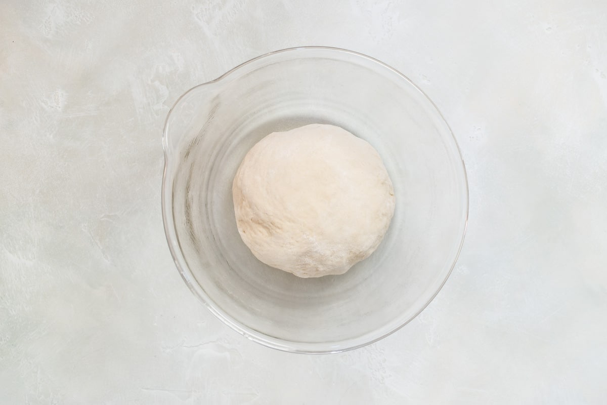 No knead bread dough before rising.