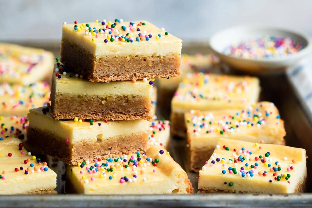 A pan filled with sugar cookie bars.