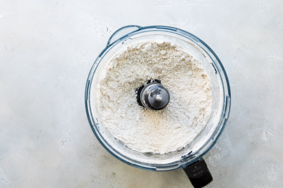Making biscuit dough in a food processor.