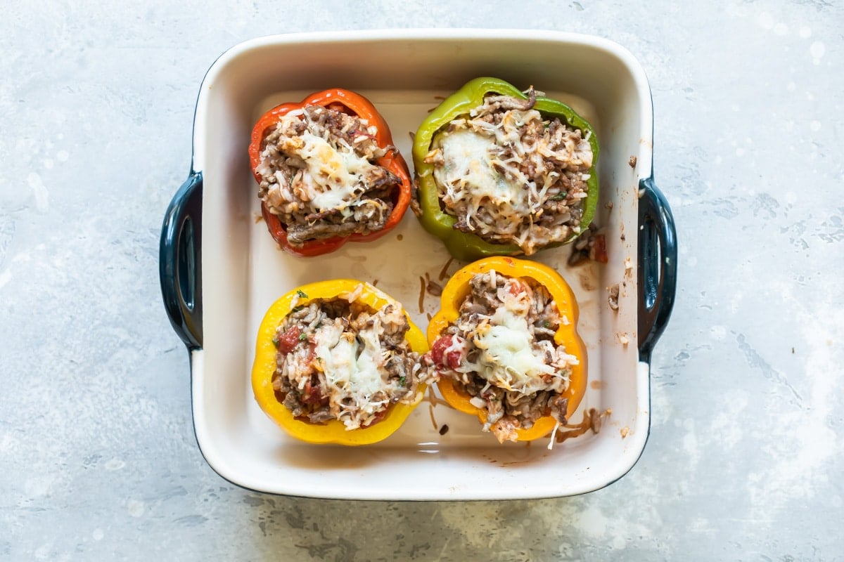 Stuffed Peppers before baking in the oven.