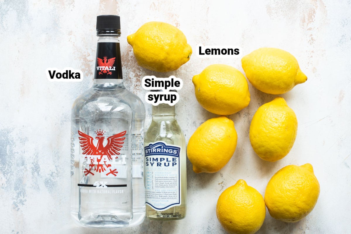 Labeled ingredients for limoncello.