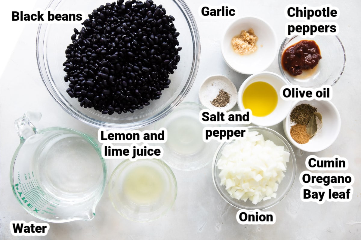 Labeled ingredients for Chipotle Black Beans.