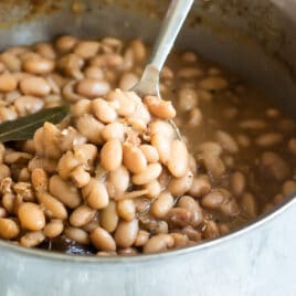 A large pot of Chipotle copycat pinto beans.