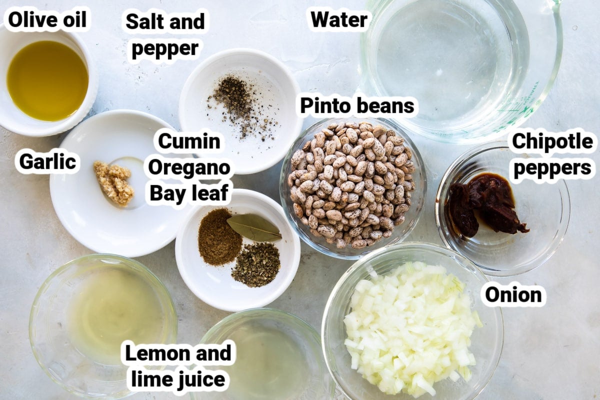Labeled ingredients for Chipotle Pinto Beans