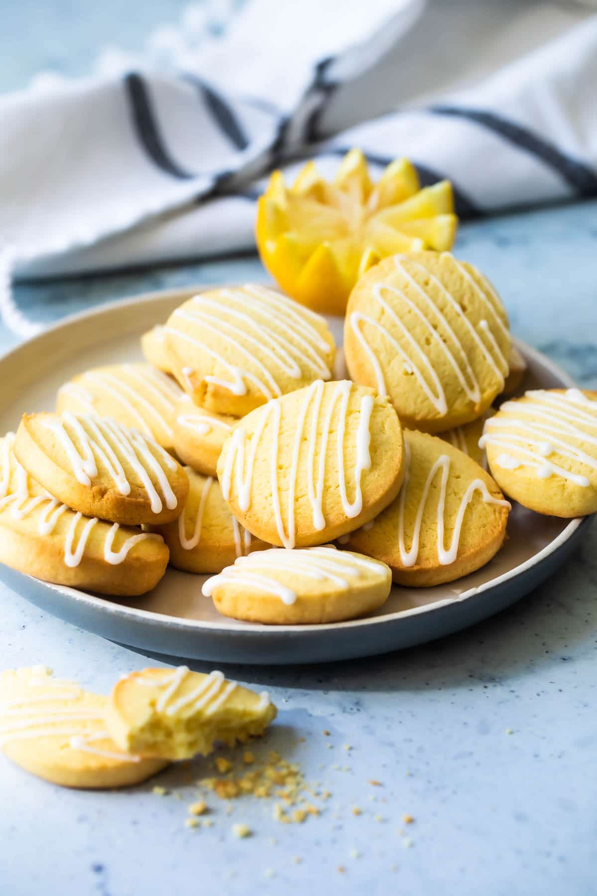 Lemon cookies on a plate.