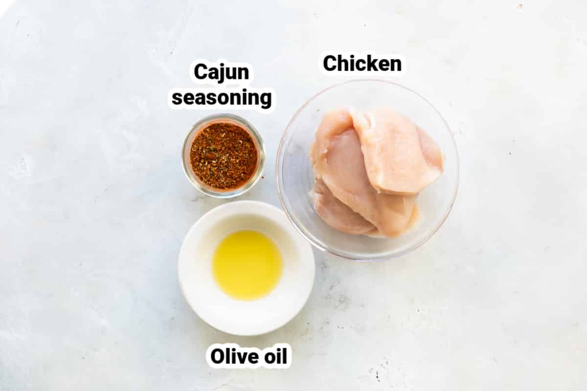 Labeled ingredients for cajun chicken.