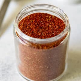 A jar of homemade chili seasoning.