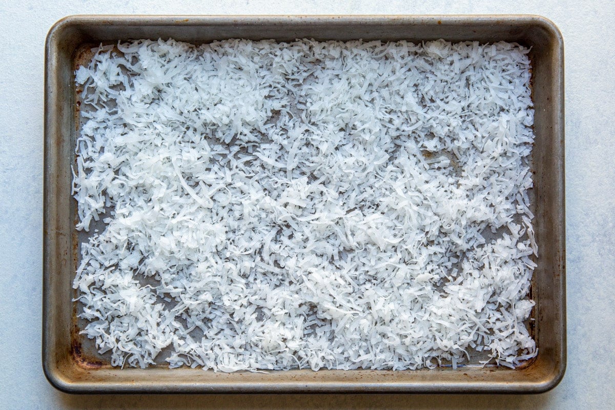 A tray of raw coconut.