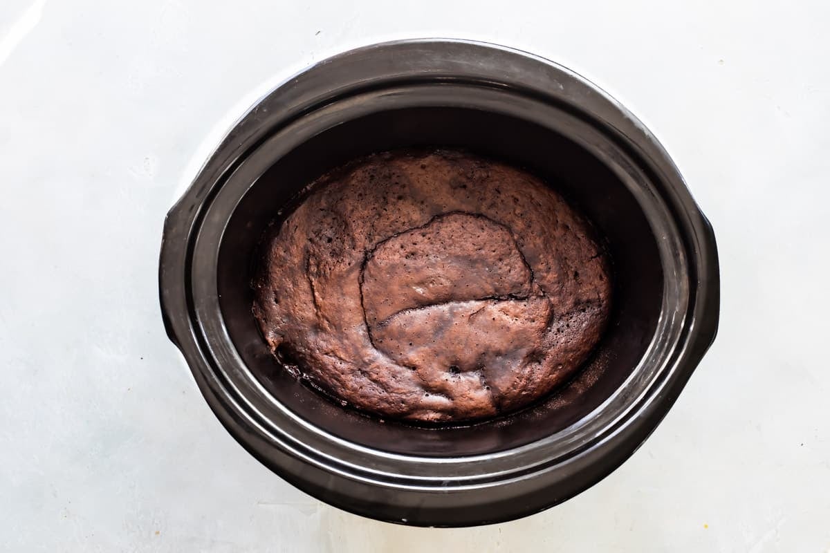 Chocolate lava cake in a slow cooker.