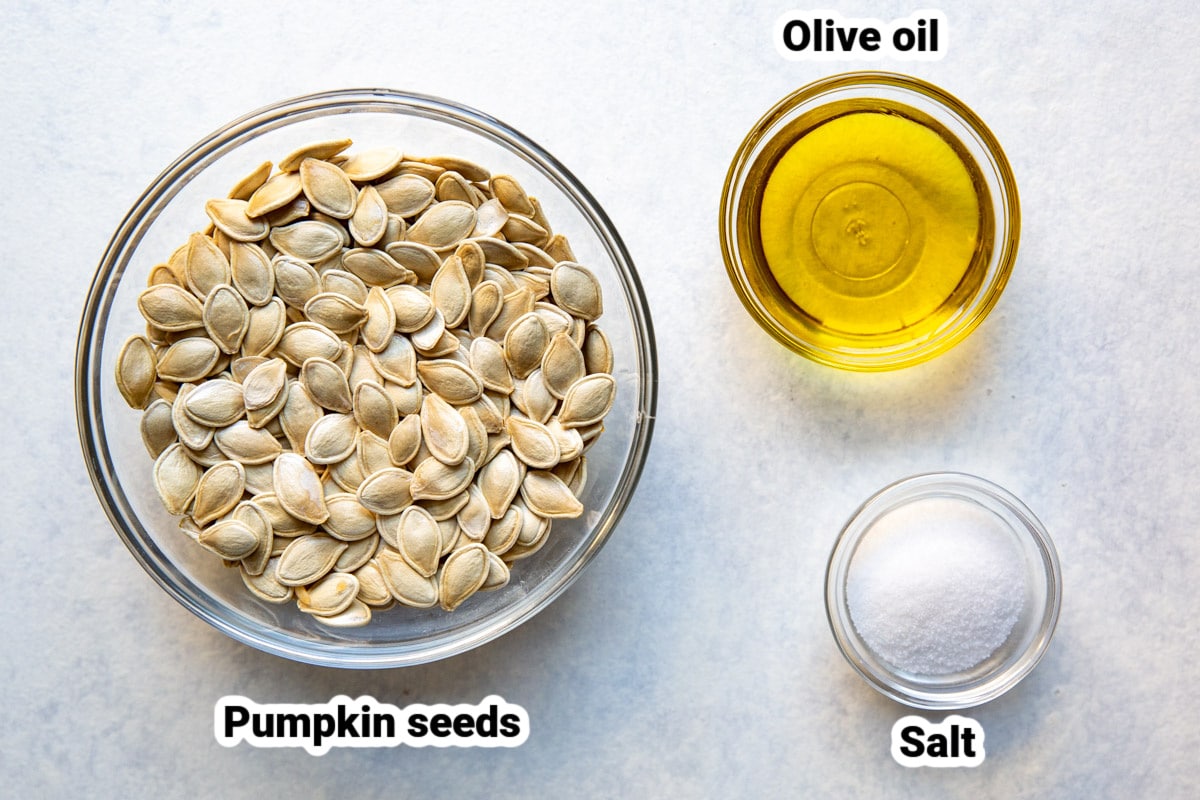 Labeled ingredients for roasted pumpkin seeds.