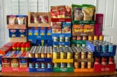Non-perishable food items from Aldi that were donated to Knights of Columbus.