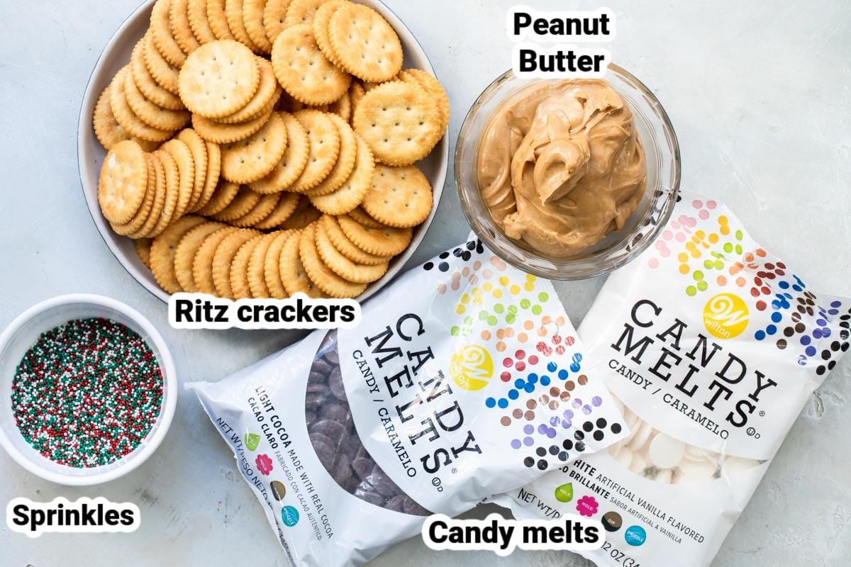 Labeled ingredients for Ritz cracker cookies.