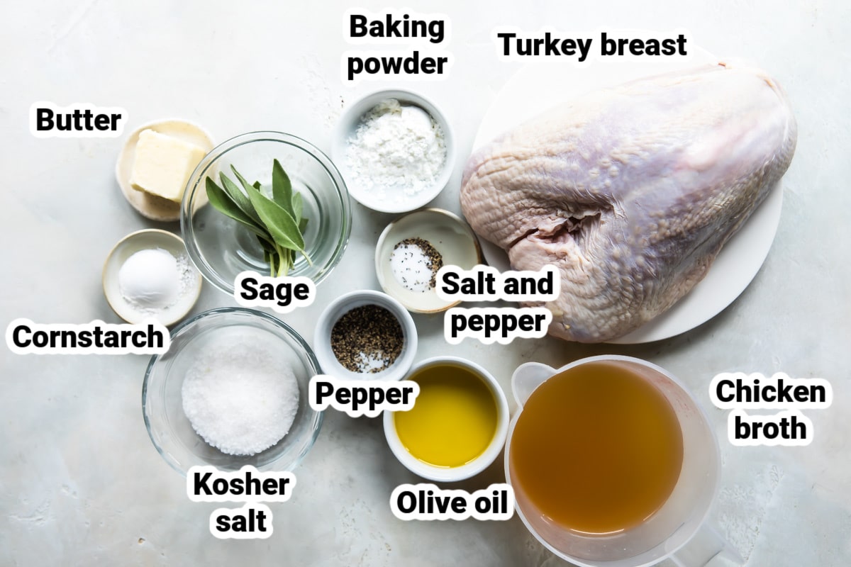 Labeled ingredients for roasted turkey breast.