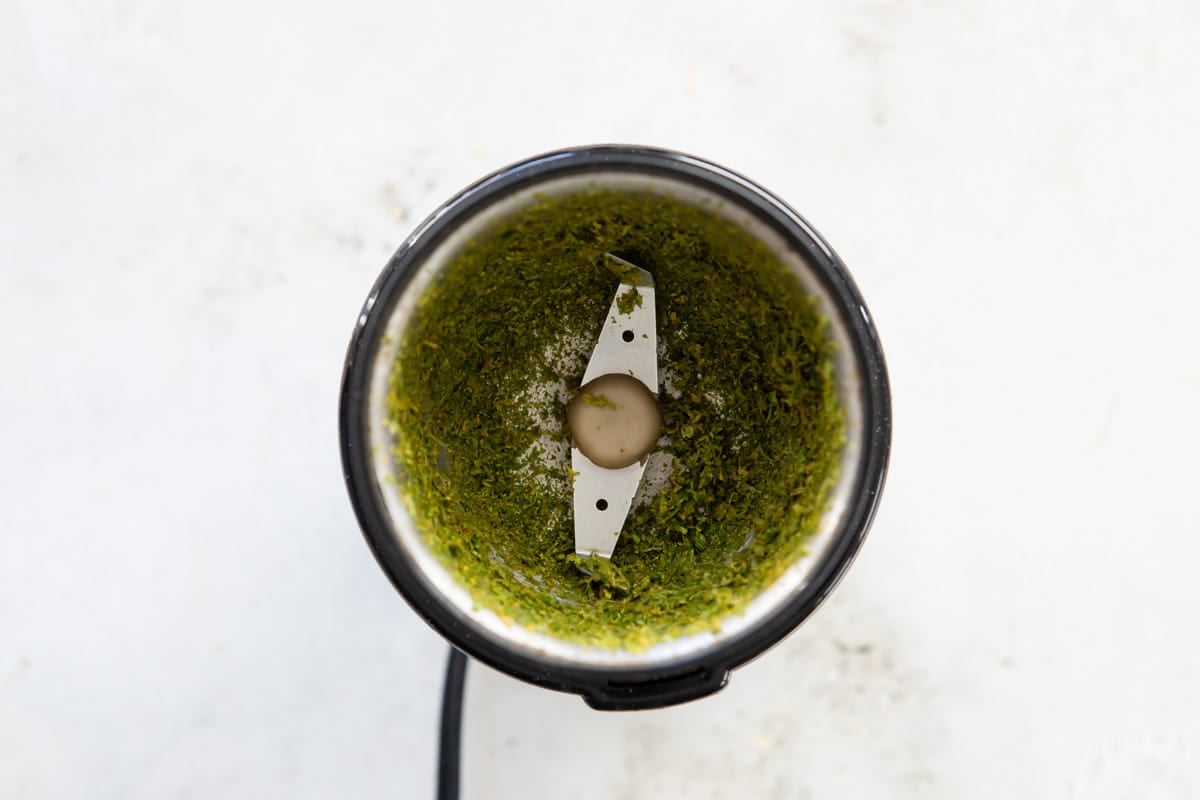 Celery in a spice grinder.