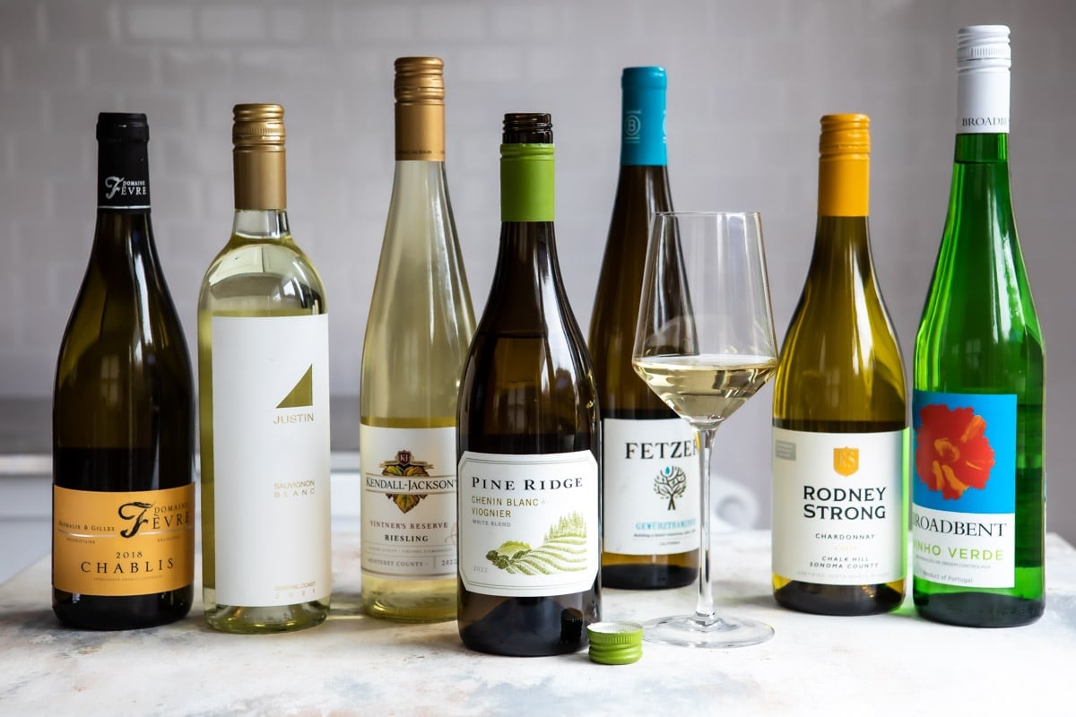 A collection of different types of white wine.