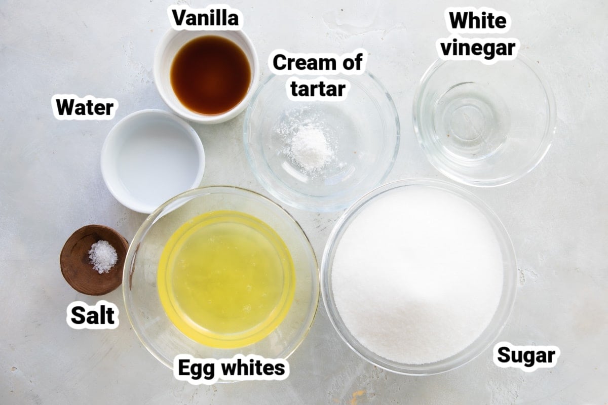 Labeled ingredients for Schaum torte.