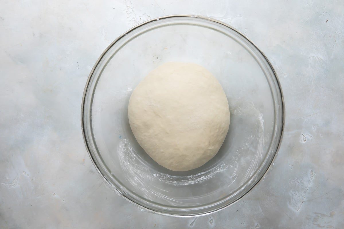 Focaccia bread dough before rising.