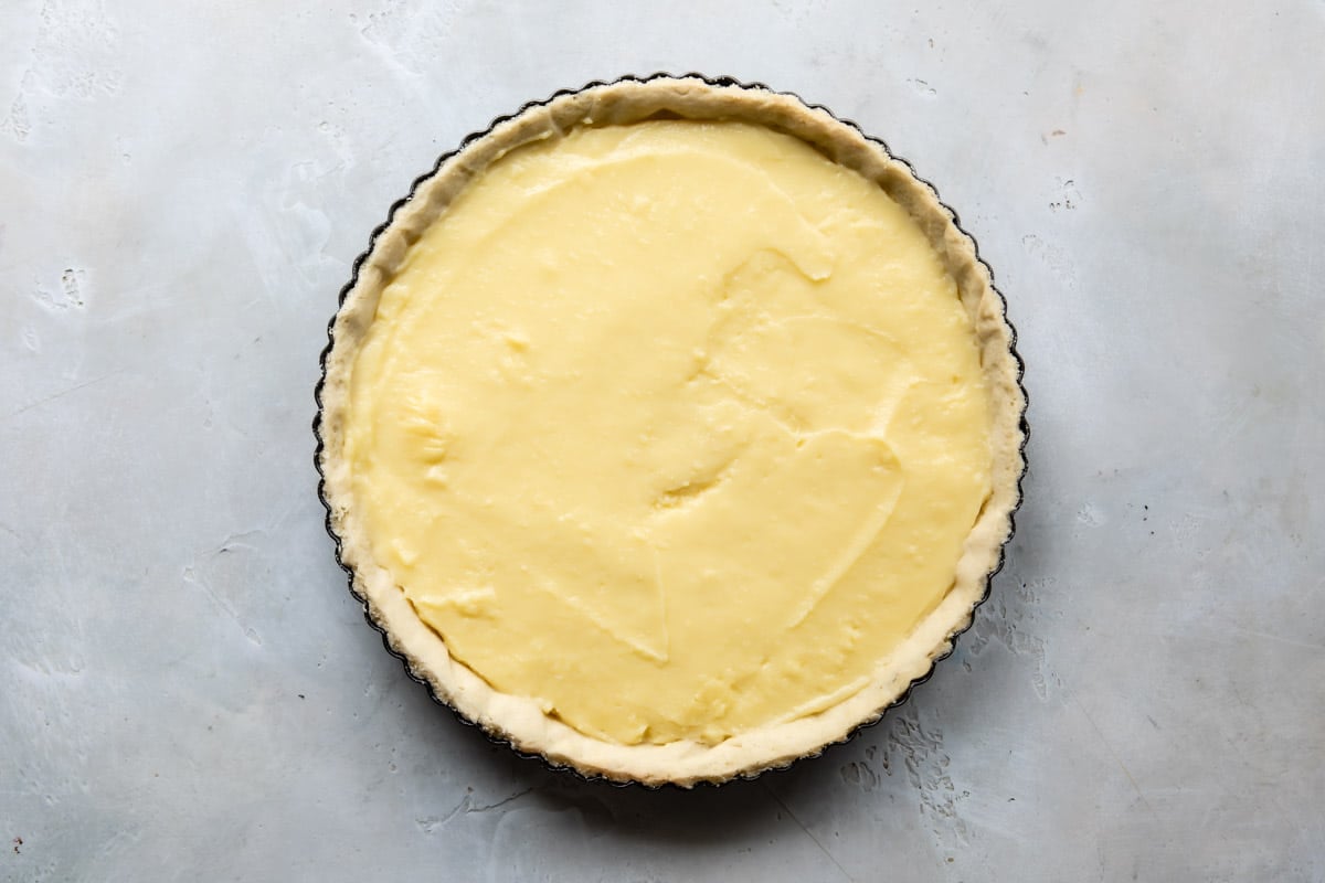 Pastry cream in a tart crust.