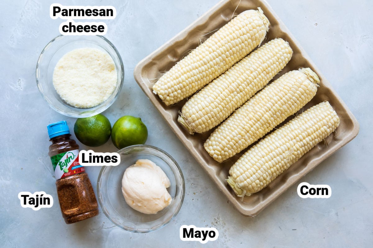 Labeled ingredients for Mexican Street Corn.