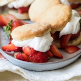 A platter of strawberry shortcakes.